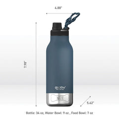Bottom food bowl on the Asobu Barky Bottle for pet snacks during adventures.