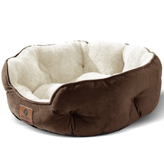 Asvin small dog bed overview on the floor, inviting cozy naps.