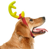 ATAMET antler headband in light-yellow plush for festive costumes