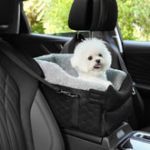 AtawLege center console dog car seat installed on console provides secure travel for small dogs.