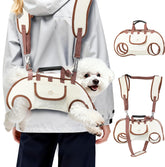 Atiansen hands-free dog backpack carrier front view for easy hands-free hiking with small dogs.