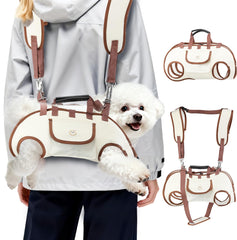 Atiansen hands-free dog backpack carrier front view for easy hands-free hiking with small dogs.