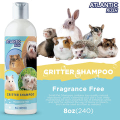 Atlantic Rush Critter Shampoo small pet bath time scene demonstrating gentle cleansing