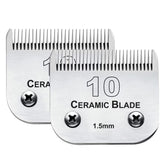 Audoc 2pc 10 blade pack showing dual ceramic and stainless blades for precise, cooler grooming.