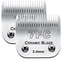 Audoc 2pc 7FC blade ceramic-stainless closeup highlights durable materials for smooth grooming.