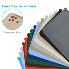 AUDWUD pet feeding mat on wood floor shows easy cleanup after meals