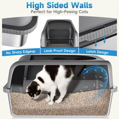 AUFYA enclosed litter box measures 24x16x12 inches for big cats