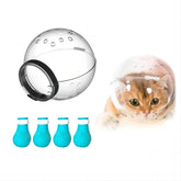 Augegel cat muzzle in use provides secure bite protection during grooming.