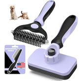 Augwind 3pcs grooming kit with slicker brush and rake for detangling pets