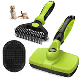 Augwind self-cleaning slicker brush in blue black for quick hair removal