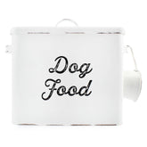 AuldHome Design rustic dog food canister front view on white counter for organized storage
