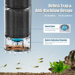 Aulofee internal filter check valve helps maintain water during maintenance.