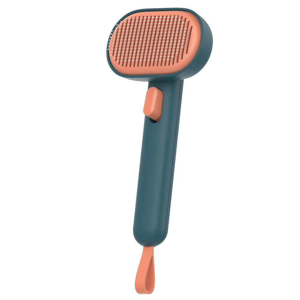 Aumuca self-cleaning brush showing skin-friendly massage for pets.