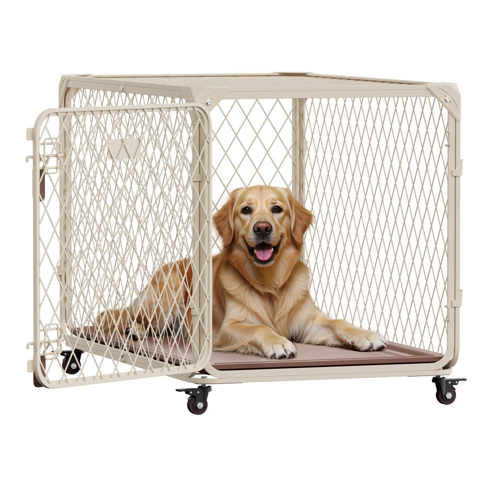 Aurapaws 36-inch diamond mesh crate front view for secure indoor containment