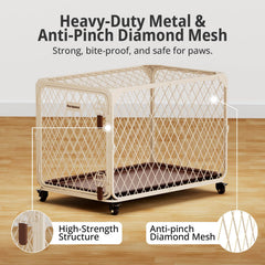 Aurapaws crate interior view showing breathable mesh and spacious feel for dogs