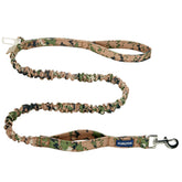AUROTH dog leash in woodland camo with dual padded handles enables comfortable control.