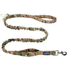 AUROTH dog leash in woodland camo with dual padded handles enables comfortable control.
