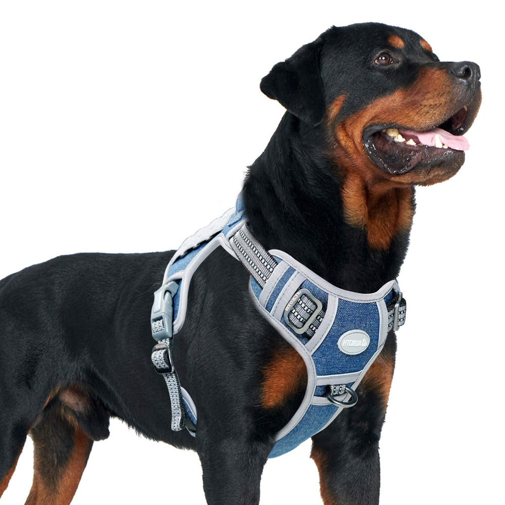 AUROTH Tactical Dog Harness Denim Blue front view for easy-adjust fit and control