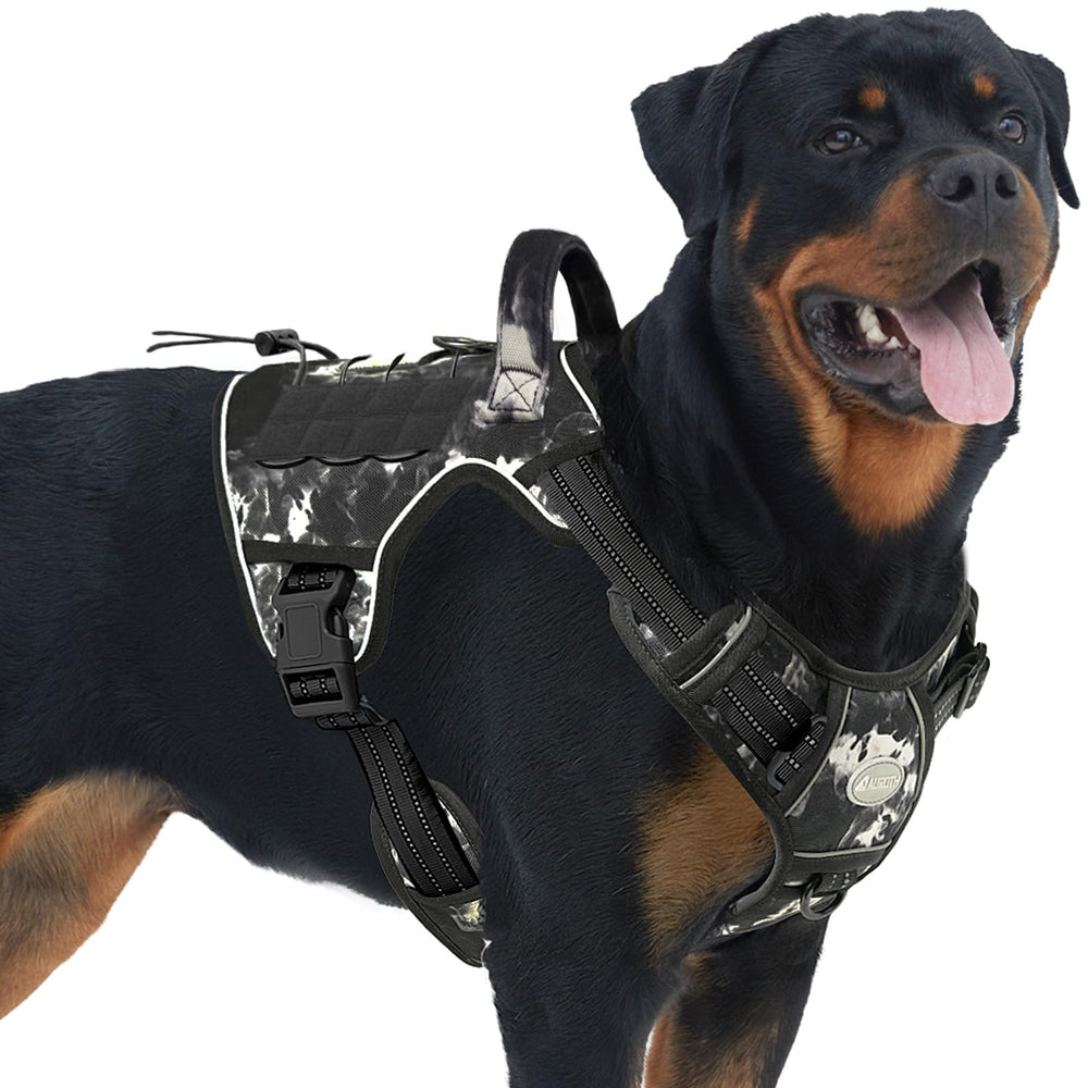 AUROTH Tactical Dog Harness front view in black ink enables confident control during walks.