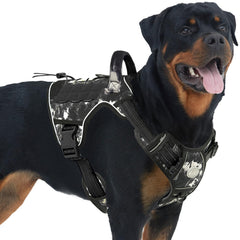 AUROTH Tactical Dog Harness front view in black ink enables confident control during walks.