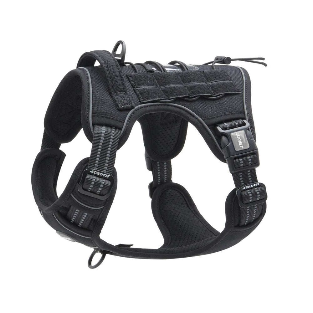 AUROTH tactical dog harness front view shows no-pull design for training