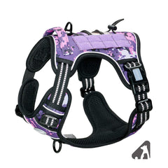 AUROTH Tactical Dog Harness purple camo front view for no-pull training and control