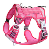 AUROTH Tactical Dog Harness pink camo front view for secure, comfortable walks.