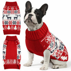 AURUZA Christmas dog sweater with deer pattern keeps XL dogs warm on outdoor walks.