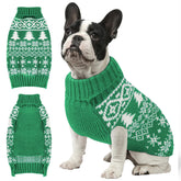 AURUZA Christmas dog sweater green M front view promoting cozy warmth during winter walks.