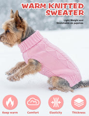 AURUZA fluffy coat knit draped on a medium dog for soft warmth.