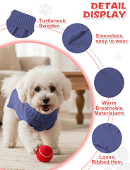 AURUZA dog sweater sleeveless turtleneck supports easy on/off and neck warmth.