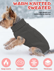 AURUZA dog-sweater warm knit back view demonstrates snug everyday fit.