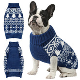 Sudadera navideña AURUZA para perro azul talla XL, ideal para paseos invernales.