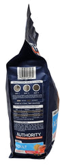 Authority salmon-first ingredient dry dog food communicates quality and protein focus