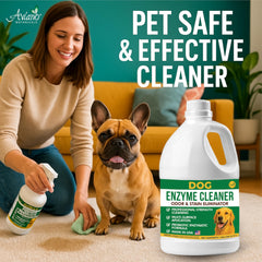 Aviano Enzyme Cleaner on furniture upholstery removes odors while preserving fabric integrity.