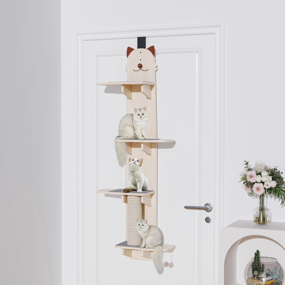 AVIF Door Hanging Cat Shelf shows 67-inch height for vertical cat exploration and play.