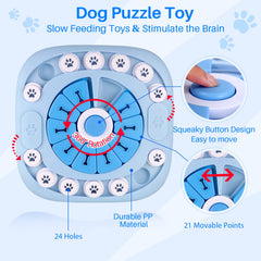 AVOAR Puzzle Feeder dog toy movable-points close-up reveals 21 interactive slots.