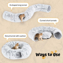 Avont cat tunnel bed with two connectable tunnels for curious cats exploration