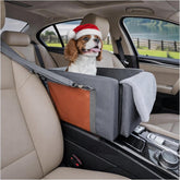 Avont center console dog seat installed on car console for elevated view and calm rides