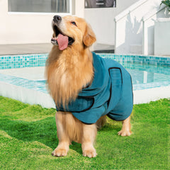 Avont dog bathrobe after-bath drying keeps space clean and dog comfortable.