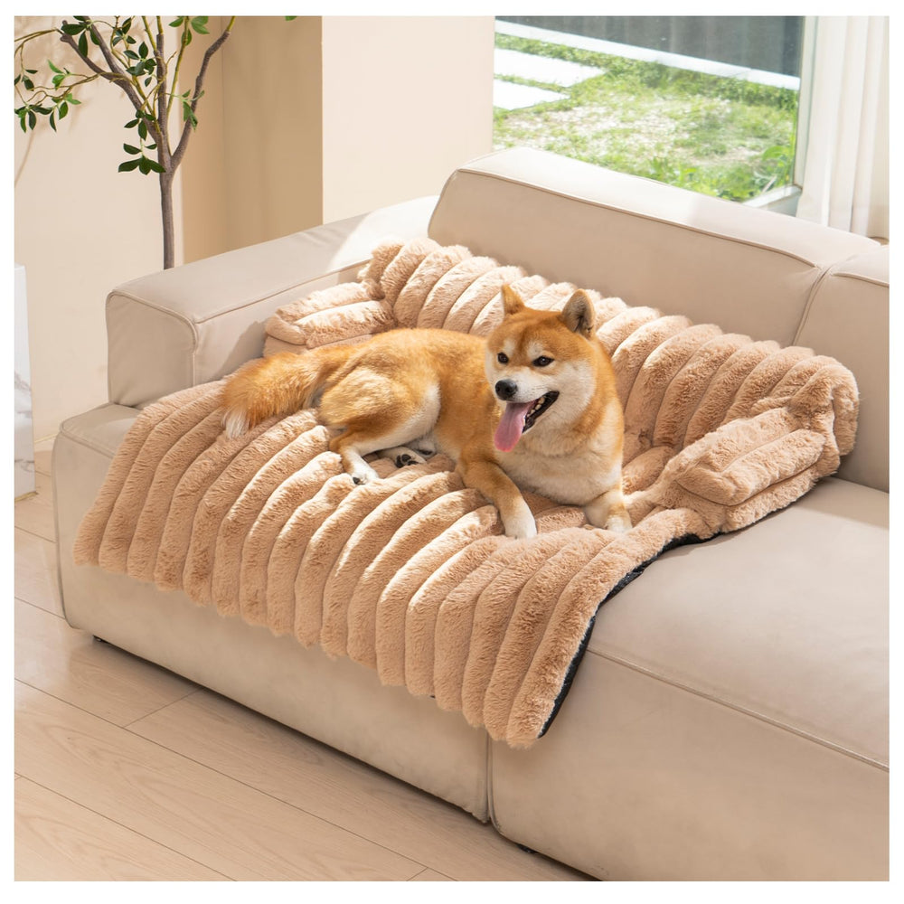 Avont dog bed mat with warm fluffy surface offers calming sofa comfort.