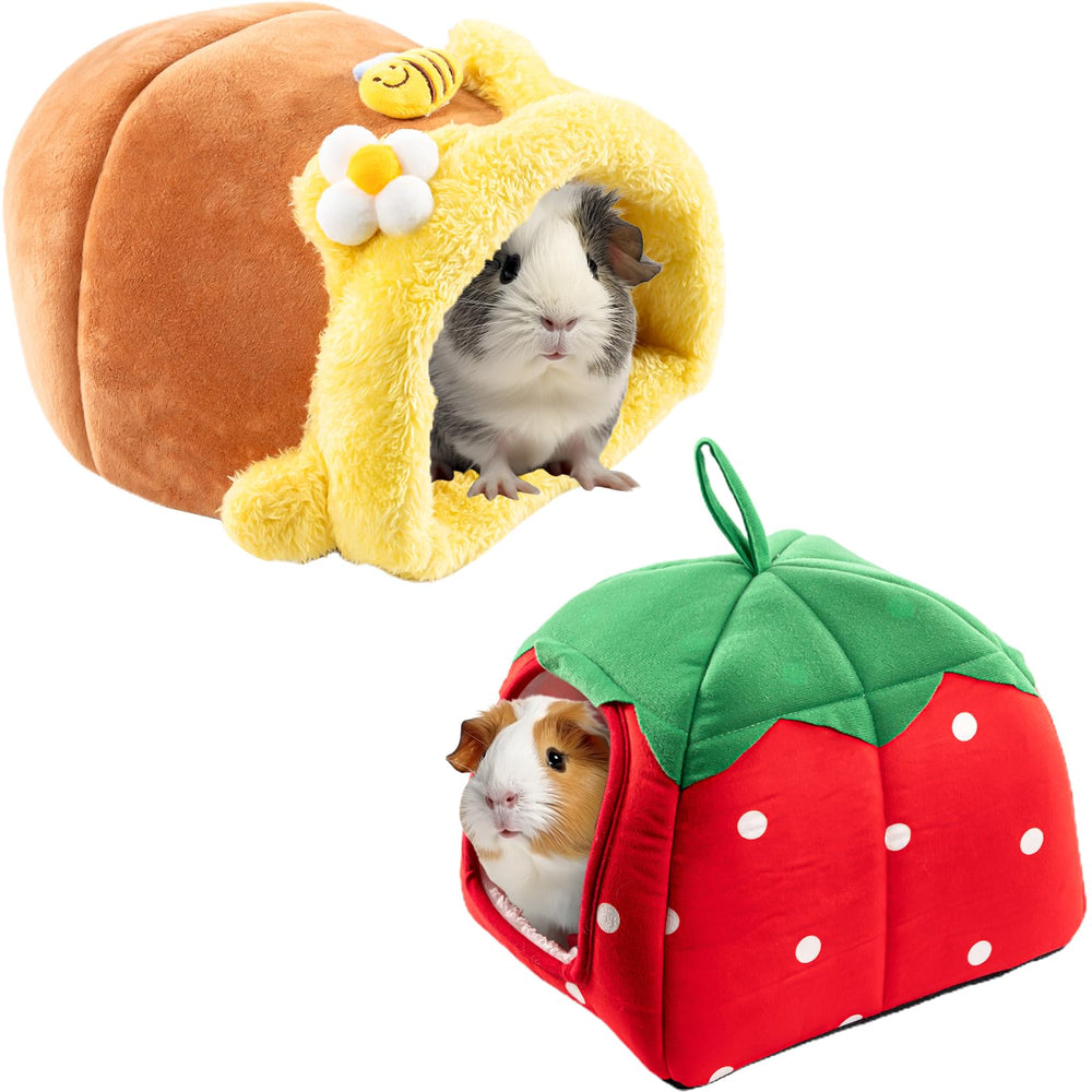 Avont guinea pig bed house hideout 2-pack showing two roomy shelters for peaceful pair lounging.