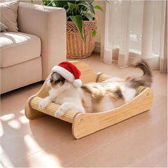 Avont Sisal Cat Scratcher Bed front view shows sturdy pine frame and 2-in-1 use.