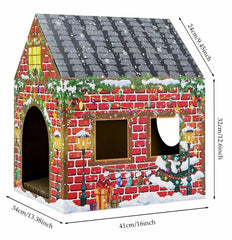AVXINSOK Christmas cat house front view highlights festive decor for cozy indoor moments