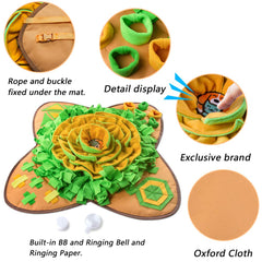 AWOOF snuffle mat outer grass section accommodates small pieces of food during play.