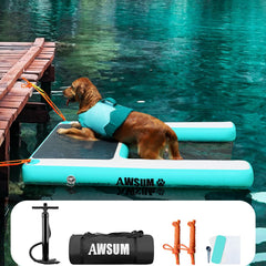 AWSUM XL inflatable dog water ramp buoyant design aids gentle water entry.