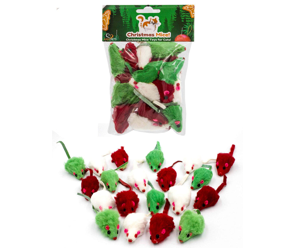 AXEL PETS merry-christmas-mice-toy-closeup soft fur for cozy play and tactile enrichment.