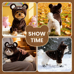 AXIIJGL dog hoodie bear ears packaging shot indicates easy daily warmth