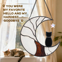 Ayadon cat memorial suncatcher hanging handcrafted stained glass