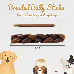 AZRAPAWS braided collagen sticks shown for medium to large dogs' durability